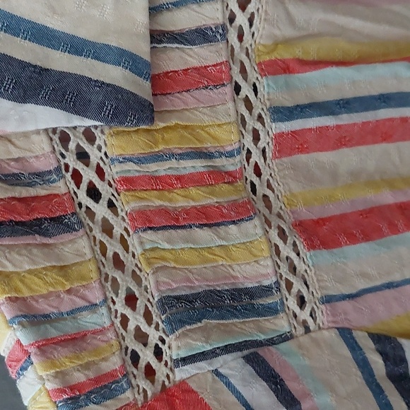 Torrid-1 Collared Tiered Babydoll Top Blouse Shirt Henley Large Stripes - Picture 3 of 8